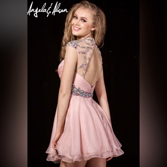 Angela & Alison Short Prom dress Size 8 Blue Cocktail Formal Pageant - Picture 3 of 3